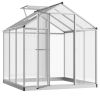 6' L x 6' W Walk-In Polycarbonate Greenhouse with Roof Vent for Ventilation & Rain Gutter;  Hobby Greenhouse for Winter