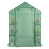 143x143x195cm Black Iron Pipe Steeple With 8 Pieces Grid Flower Stand With Zipper Rolling Door PE Cloth Greenhouse