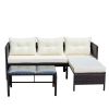 Outdoor patio Furniture sets 3 piece Conversation set wicker Ratten Sectional Sofa With Seat Cushions(Beige Cushion)