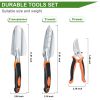 Garden Tool Set, 3PCS Sturdy Gardening Hand Tools Kit - Trowel/Shovel, Transplanter, Sharp Bypass Pruning Shears/Scissors/Clippers