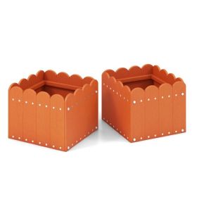 Planter Box with Drainage Gaps for for Front Porch Garden Balcony (Color: Orange)