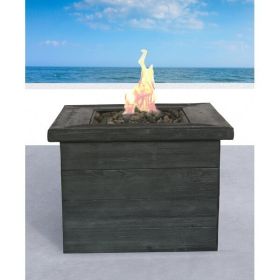 Living Source International Fiber Reinforced Concrete Propane/Natural Gas Fire pit table (dark Wood: 1)